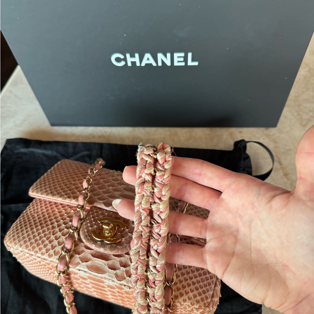 Chanel Salmon Pink Mini Rectangular Classic Flap Bag in Exotic Leather - Picture 6 of 8